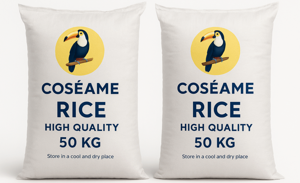 Sacs de riz en gros de 50 kg Coséame, adaptés à l’exportation vers l’Afrique de l’Ouest