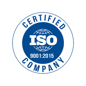 Logo de certification ISO 9001:2015 pour entreprise conforme aux normes internationales
