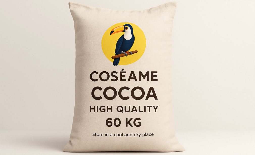 Sacs de fèves de cacao de 60kg prêts à l'exportation